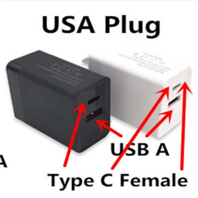 Personalizza il tuo logo Caricatore da muro per adattatore di alimentazione QC 3.0 con spina europea da 2,4 A USB a + tipo C