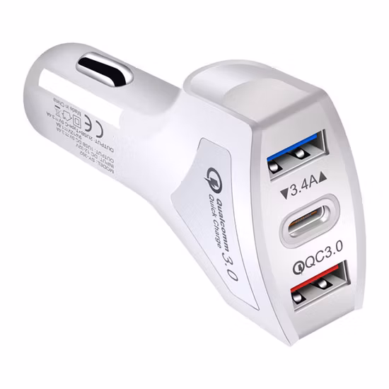 Caricatore veloce per telefono cellulare da auto con doppia porta USB Yxx Pd QC3.0 2.4A/3.4A/4.8A